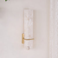 Ritta Wandlamp Witte Alabaster Messing Modern Cuboid