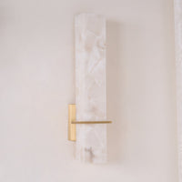 Ritta Wandlamp Witte Alabaster Messing Modern Cuboid