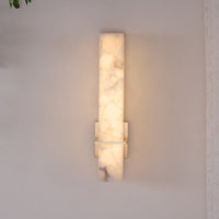 Ritta Wandlamp Witte Alabaster Messing Modern Cuboid