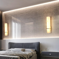 Ritta Wandlamp Witte Alabaster Messing Modern Cuboid