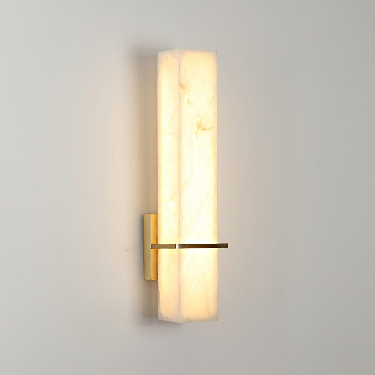 Ritta Wandlamp Witte Alabaster Messing Modern Cuboid