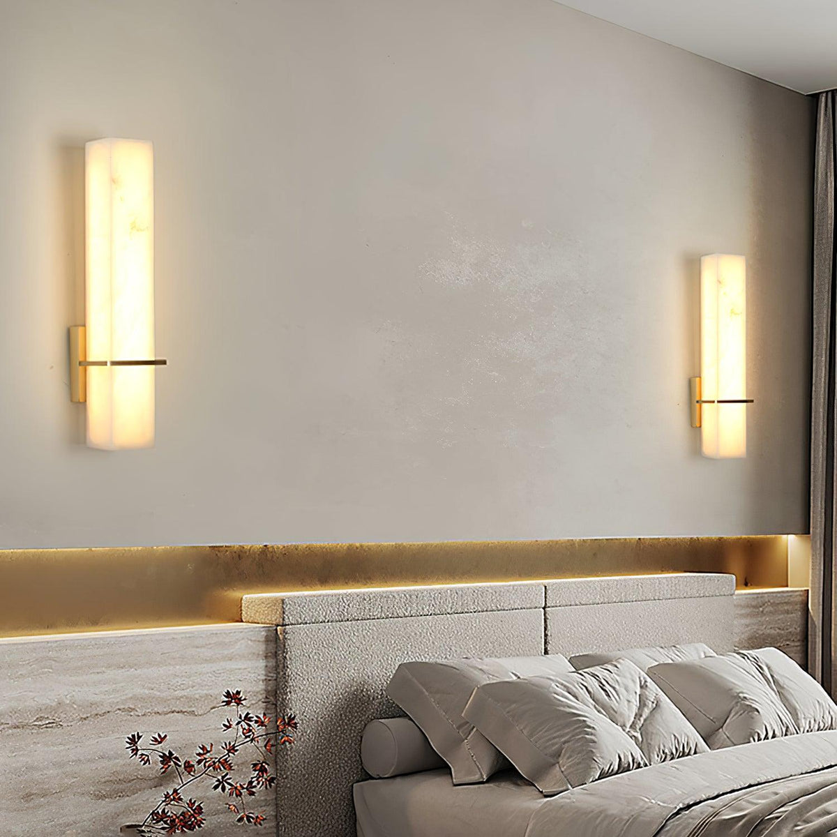 Ritta Wandlamp Witte Alabaster Messing Modern Cuboid