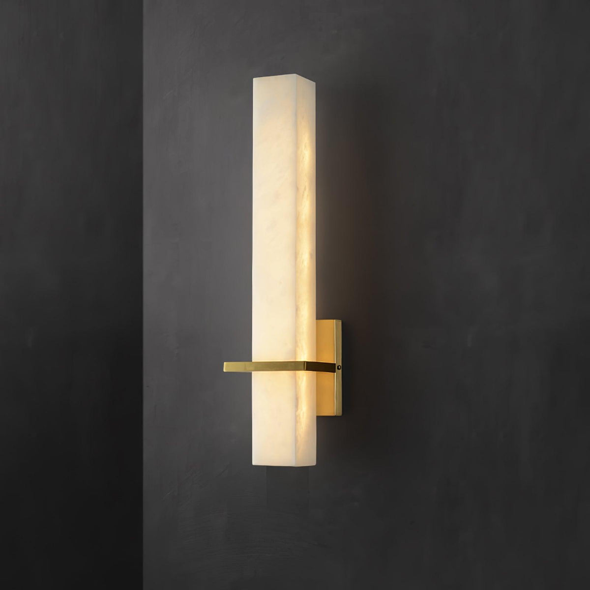 Ritta Wandlamp Witte Alabaster Messing Modern Cuboid