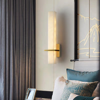Ritta Wandlamp Witte Alabaster Messing Modern Cuboid