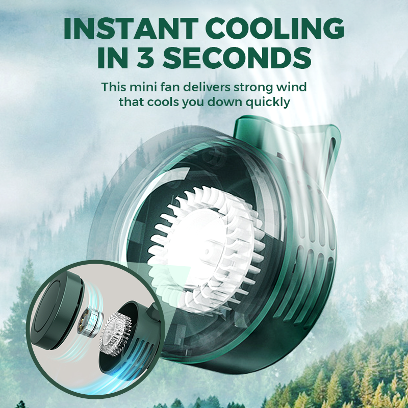 BreezeGo™ | Mini-Ventilator – Clip, 3 standen, stil & oplaadbaar