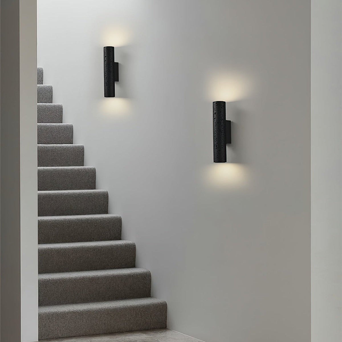 Minimalistische Zwarte Travertine Tube Wandlamp