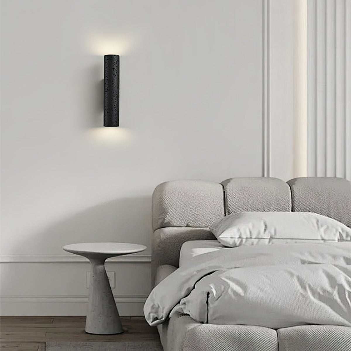 Minimalistische Zwarte Travertine Tube Wandlamp