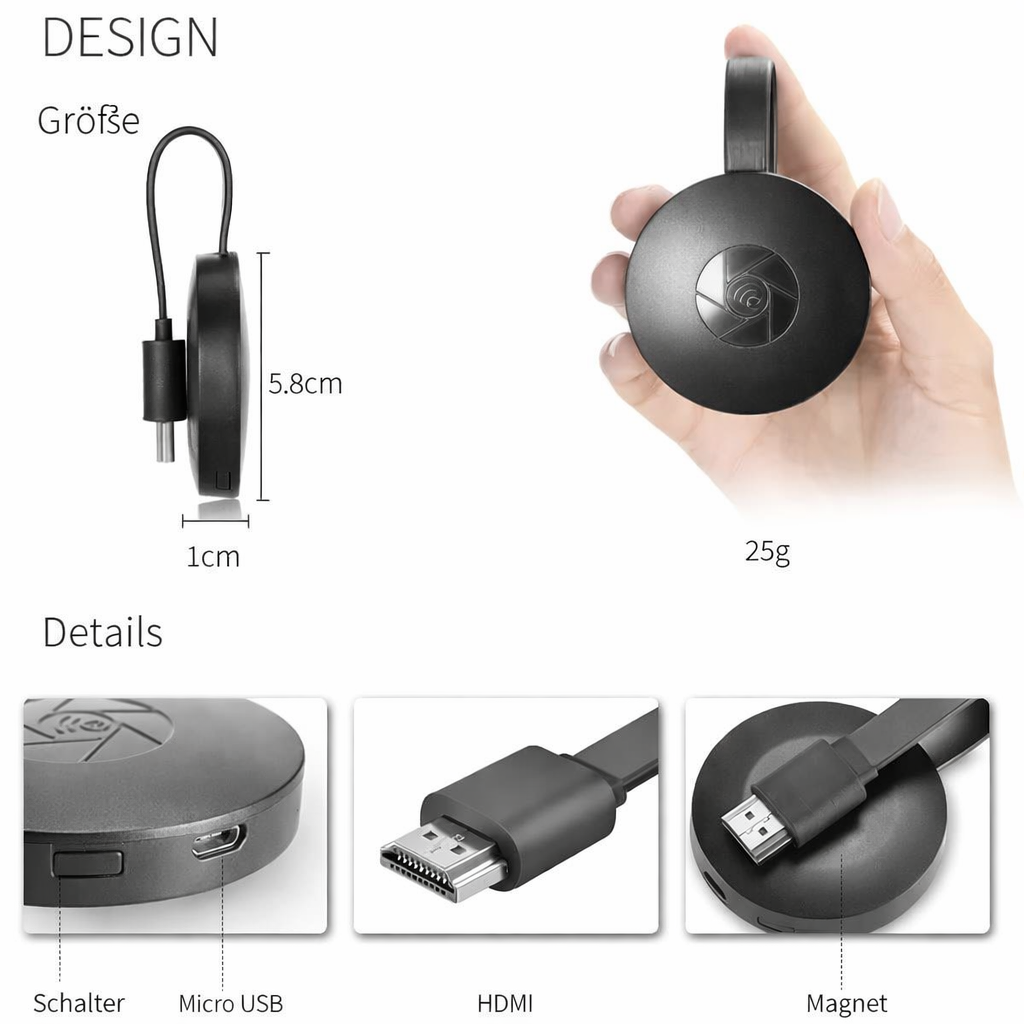 Miracast | Draadloze HD Mirror-Adapter | AirPlay & DLNA | CastView Pro