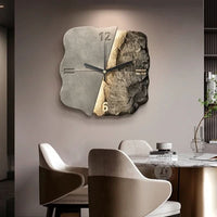STONEAURA – Moderne zandsteen wandklok met 3D-relief & stille quartz-technologie
