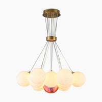 Cluster Glazen-Look Globe Kroonluchter met Meerdere Ronde Schermen