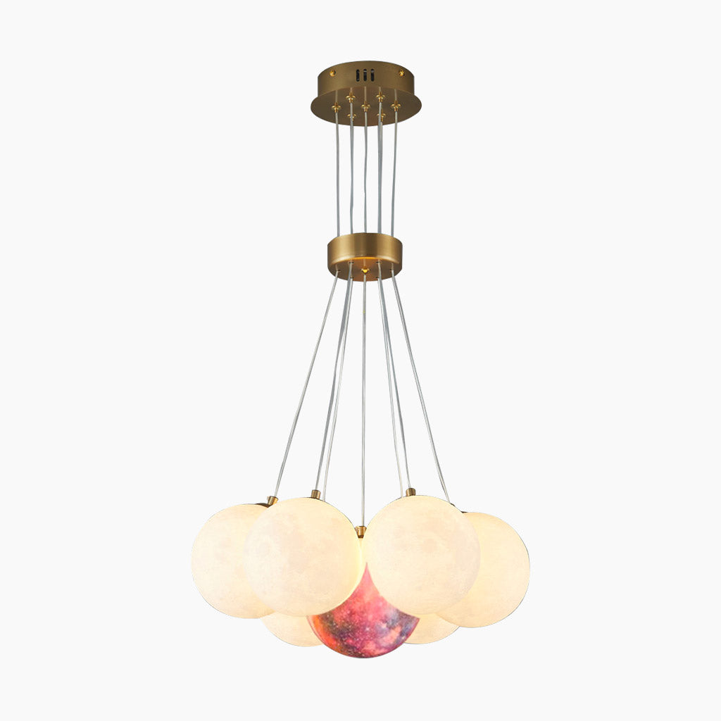 Cluster Glazen-Look Globe Kroonluchter met Meerdere Ronde Schermen