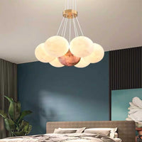 Cluster Glazen-Look Globe Kroonluchter met Meerdere Ronde Schermen