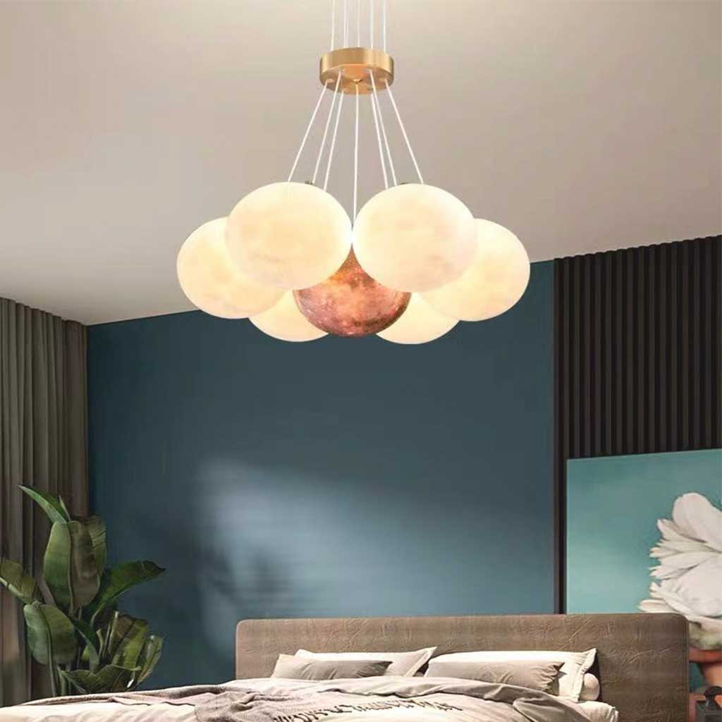 Cluster Glazen-Look Globe Kroonluchter met Meerdere Ronde Schermen