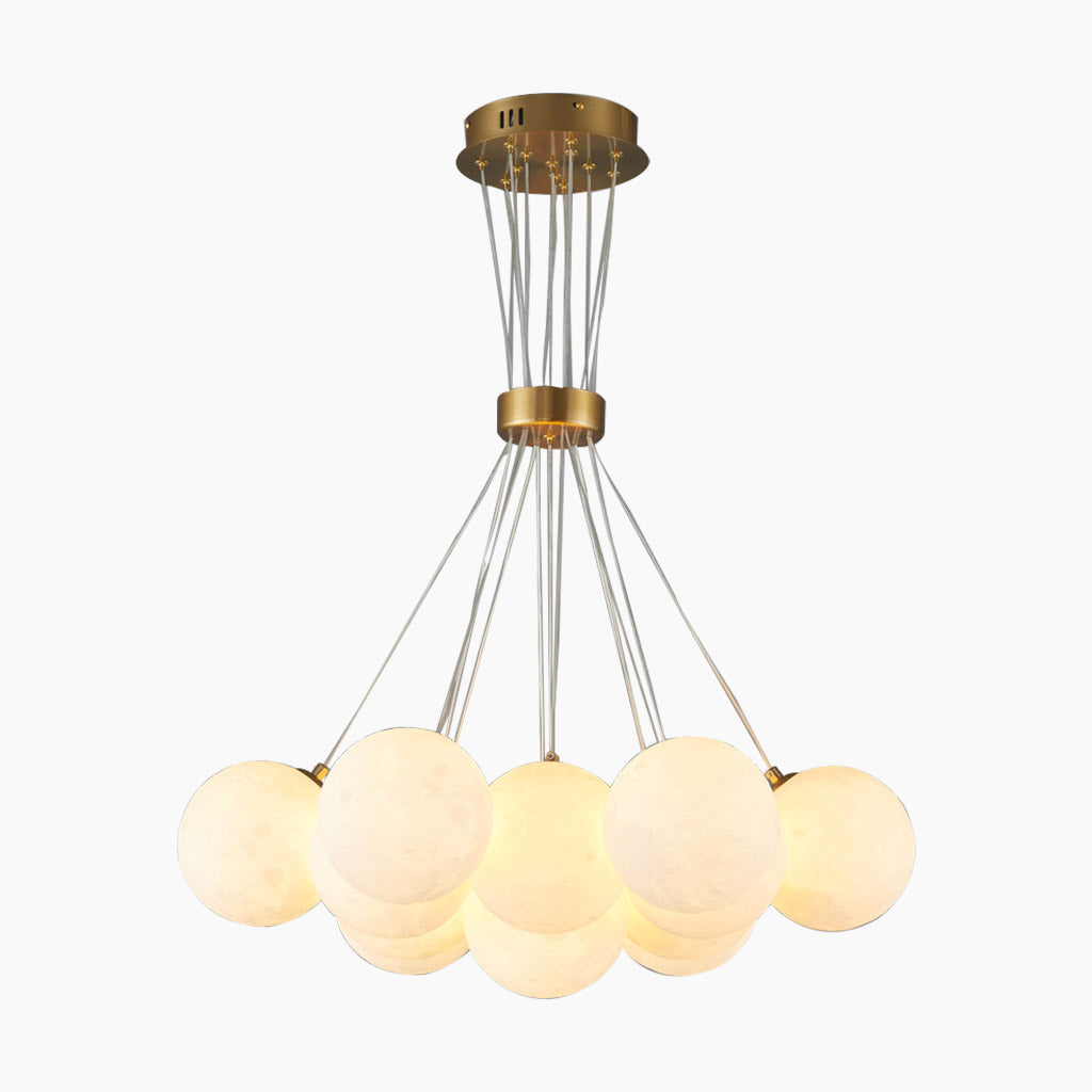 Cluster Glazen-Look Globe Kroonluchter met Meerdere Ronde Schermen