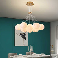 Cluster Glazen-Look Globe Kroonluchter met Meerdere Ronde Schermen