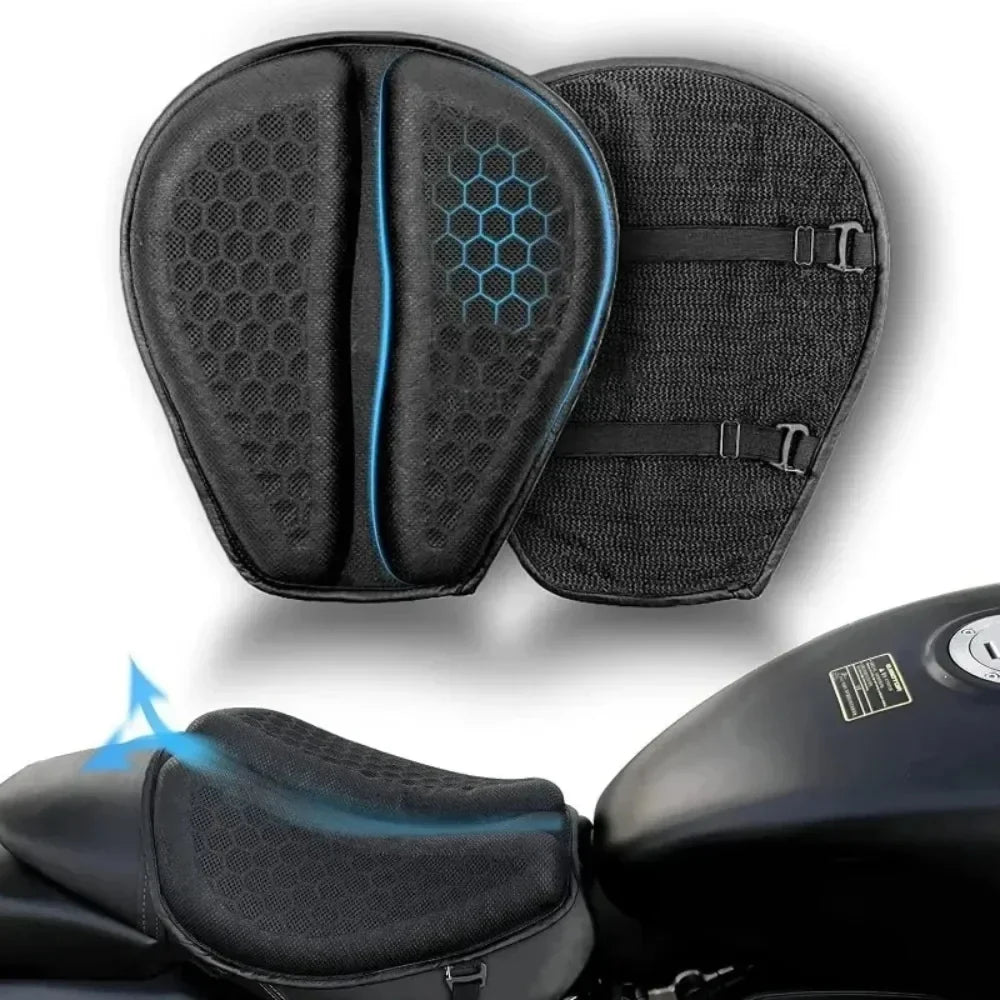 Motorfiets Zitkussen – 3D Honingraatstructuur met Schokabsorberend Gel & Ademend Lycra voor Langdurig Rijcomfort