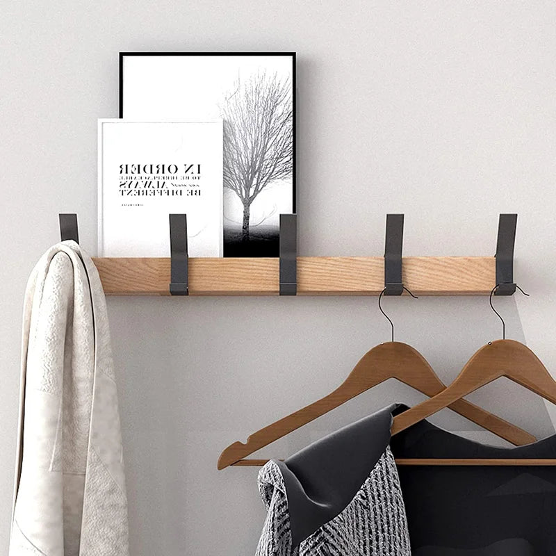Wandgarderobe - Verplaatsbare Haken, Zwart, Nordic Design, 40x7x7 cm
