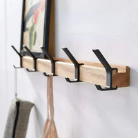 Wandgarderobe - Verplaatsbare Haken, Zwart, Nordic Design, 40x7x7 cm