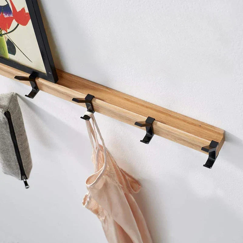 Wandgarderobe - Verplaatsbare Haken, Zwart, Nordic Design, 40x7x7 cm