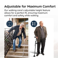 Vouwbare Wandelstok met LED-verlichting en Antislipvoet voor Stabiliteit