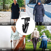 Vouwbare Wandelstok met LED-verlichting en Antislipvoet voor Stabiliteit