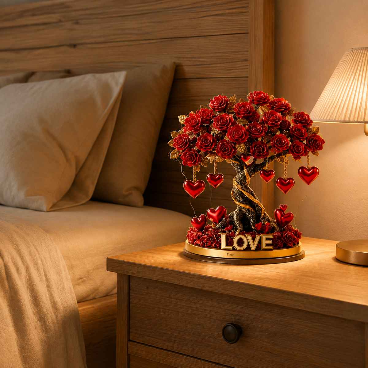 NOBLEHEART GEM – Elegant rozenboom van kristal in de vorm van een hart met gouden basis