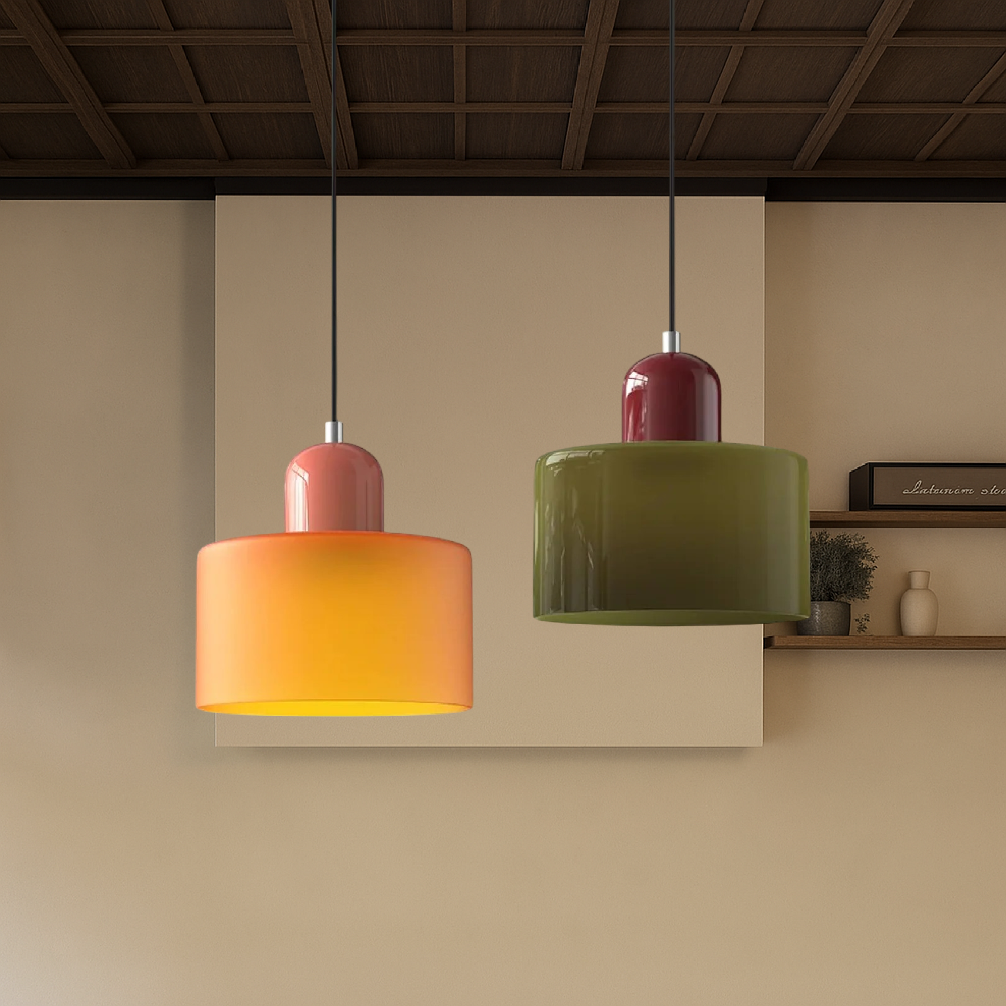 Gekleurde glazen Bauhaus hanglamp