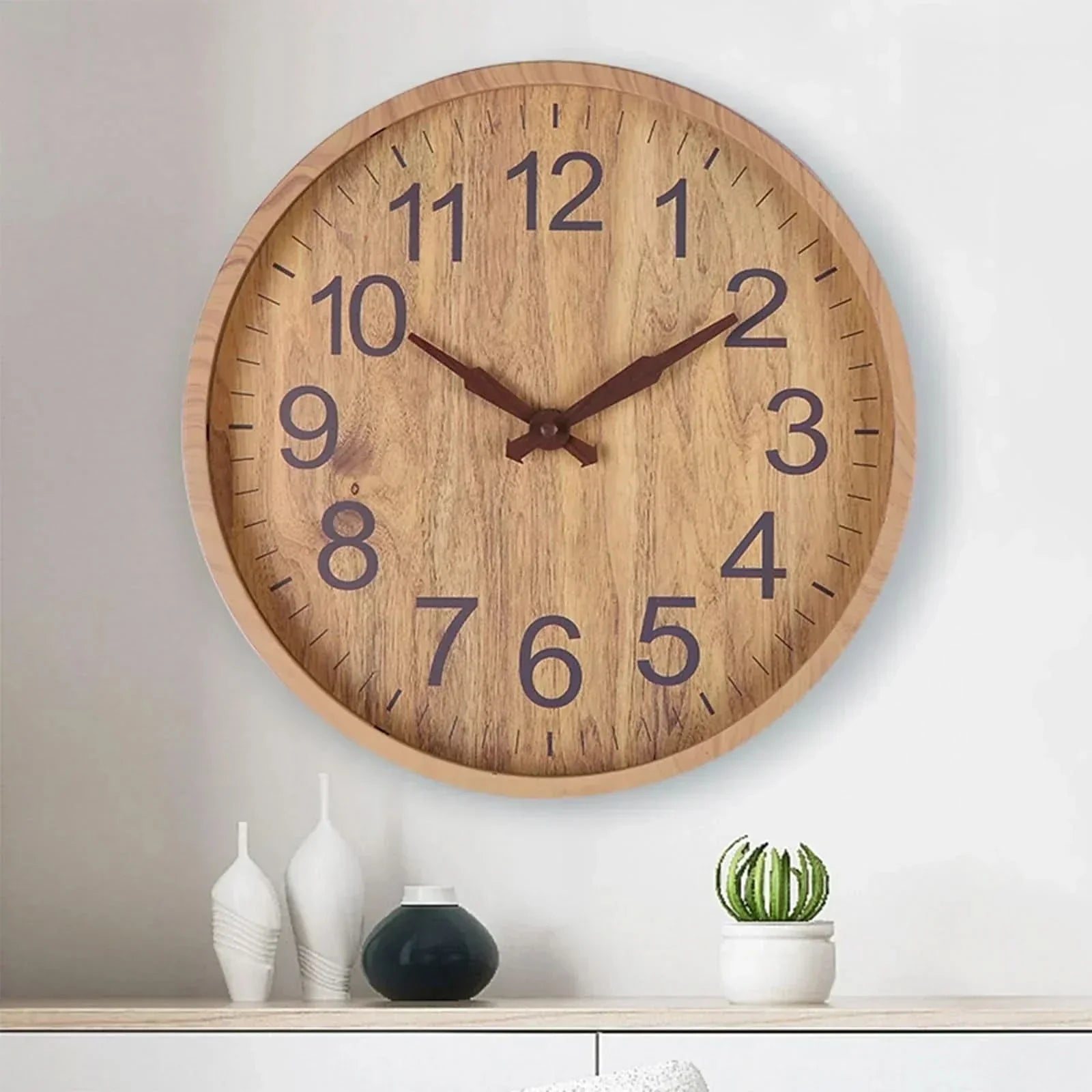 Houten Wandklok – Stijlvolle Houten Klok in Natuurlijke Ontwerp voor Rustige & Elegante Woonruimtes