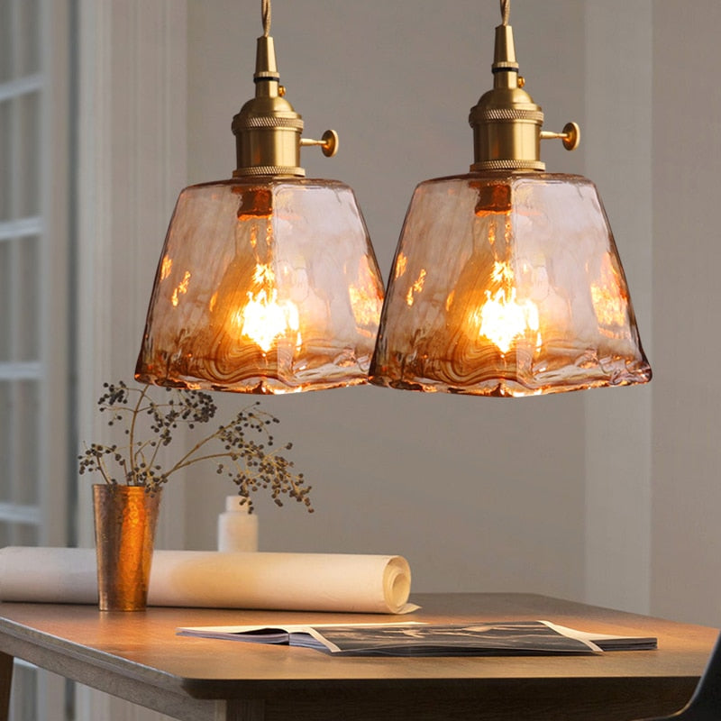 Zina Geometrische Vintage Hanglamp Glas. Messing. Woonkamer