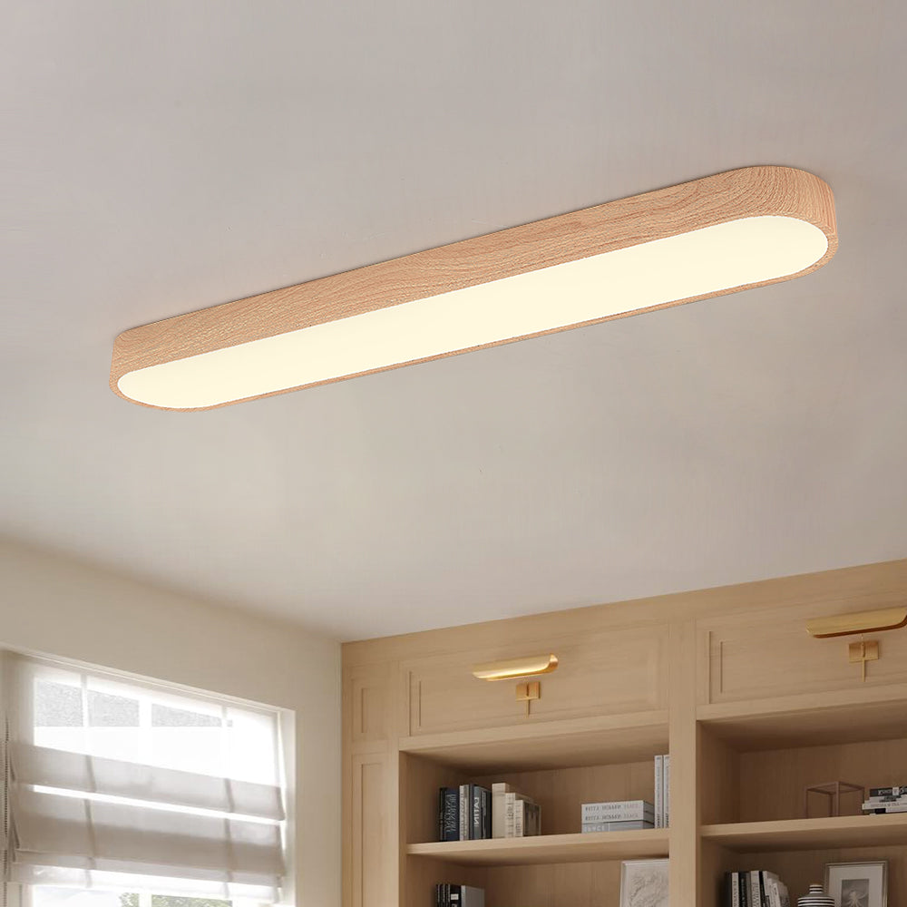 Nordic Glow LED Plafondmontage Ovaal met Houten Accent