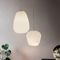 Noordse Moderne Geribbelde Opal Witte Globe Glas Hanglamp