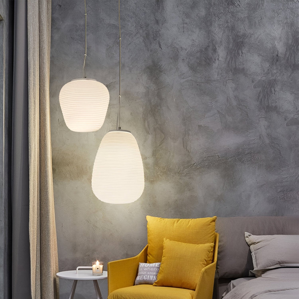 Noordse Moderne Geribbelde Opal Witte Globe Glas Hanglamp
