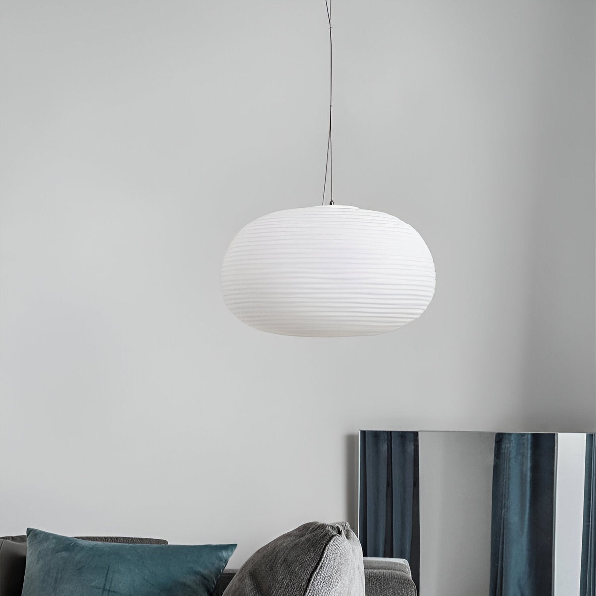 Noordse Moderne Geribbelde Opal Witte Globe Glas Hanglamp