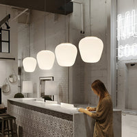 Noordse Moderne Geribbelde Opal Witte Globe Glas Hanglamp