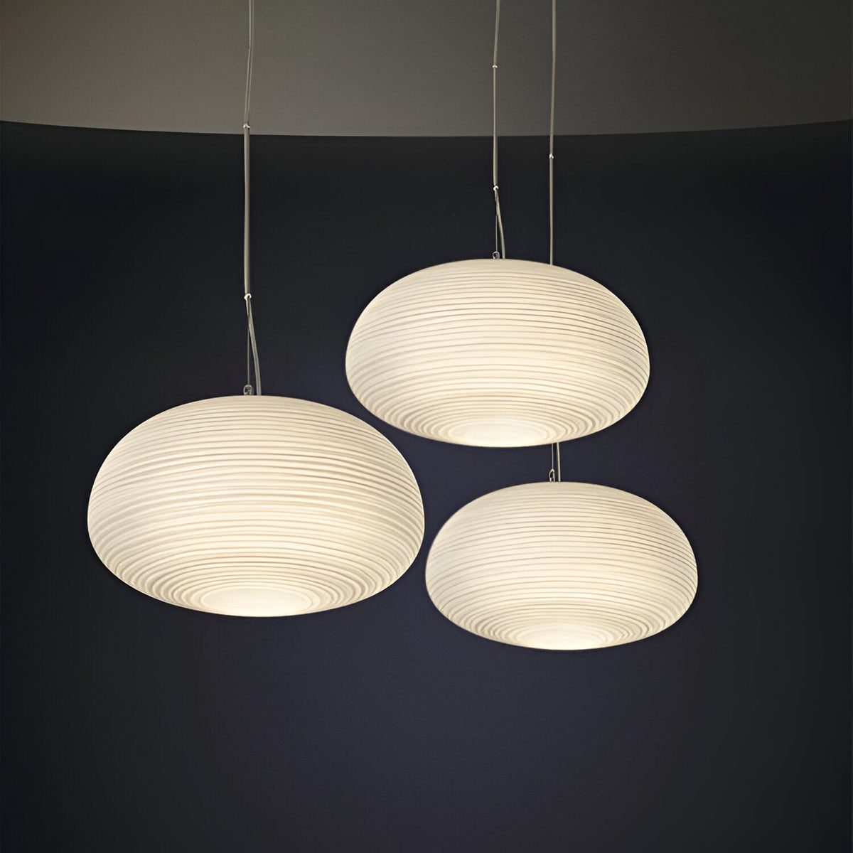 Noordse Moderne Geribbelde Opal Witte Globe Glas Hanglamp
