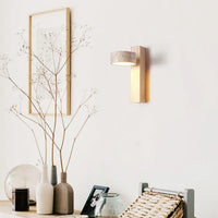 Travertine Houten Nachtkastje Wandlamp