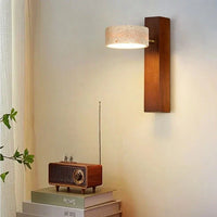 Travertine Houten Nachtkastje Wandlamp
