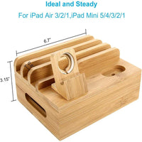 Skanto | Tekavo Bamboo Oplaadstation – 5-Poorts USB Organisator met Kabelset