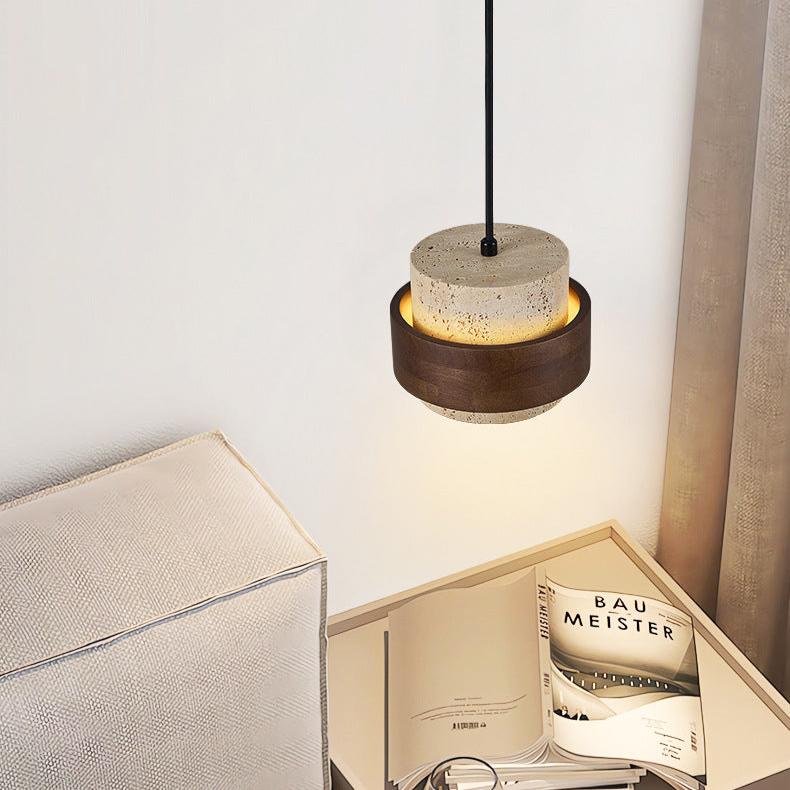 Geel Travertijn Japandi Minimalistische Hanglamp