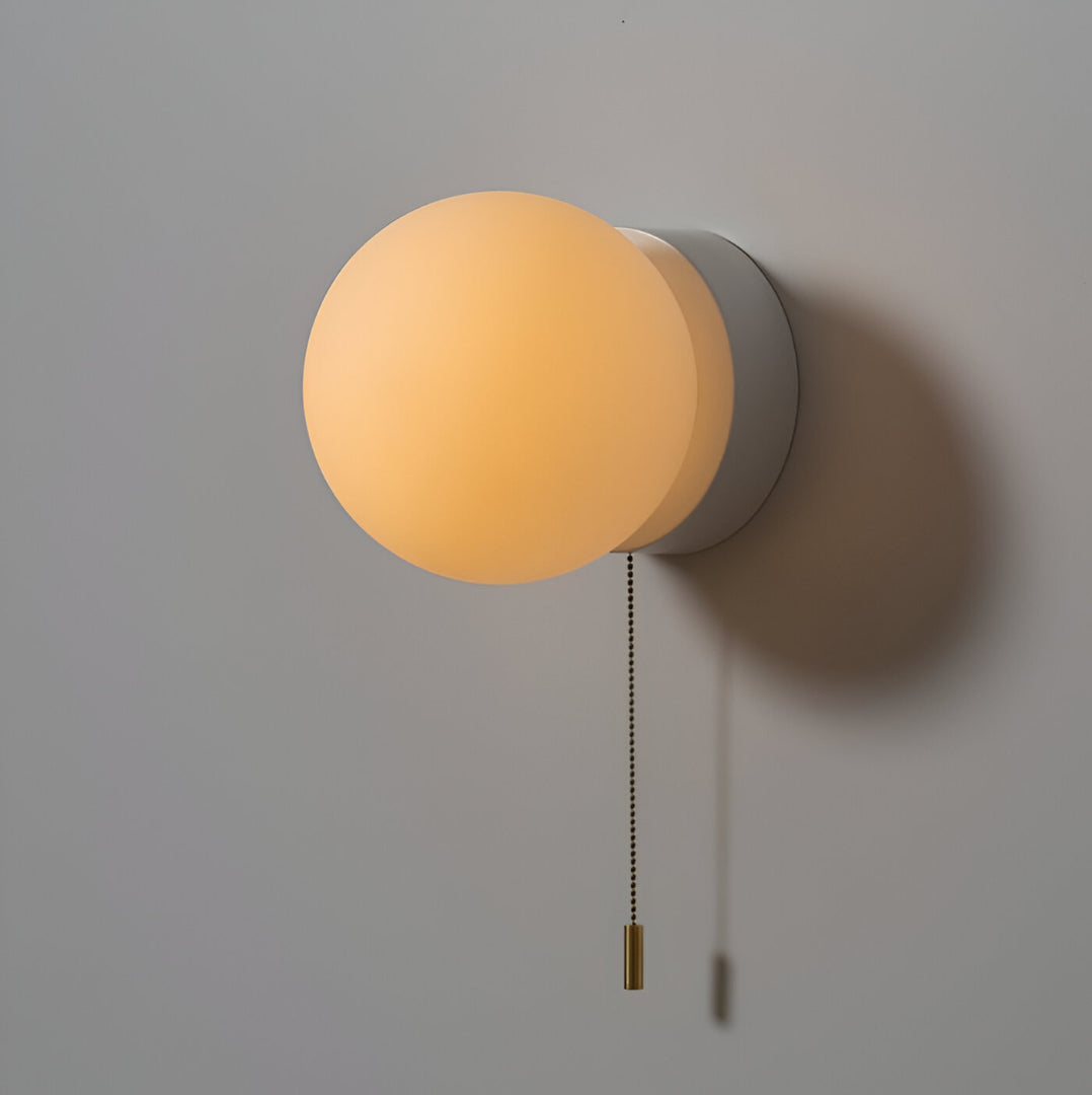Noordse Minimalistische Glazen Bol Wandlamp LED 1-Licht met Trekkoord