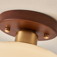Franse Bauhaus Plafondlamp – Warme Sfeerverlichting met Houten Detail
