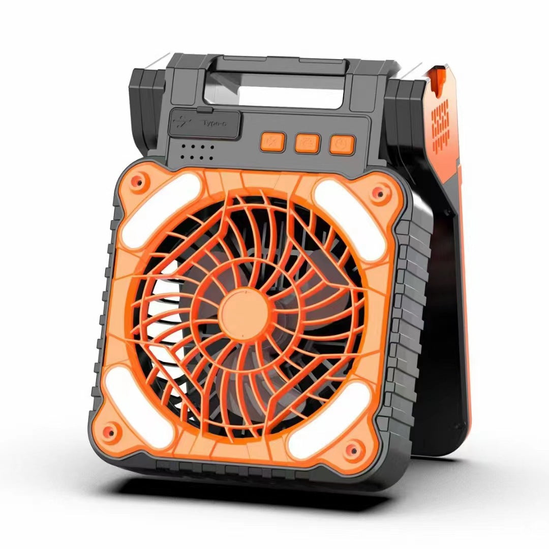 Koel draagbare oplaadbare robuuste bouwventilator met LED-schijnwerpers en USB Type-C-opladen Brehn