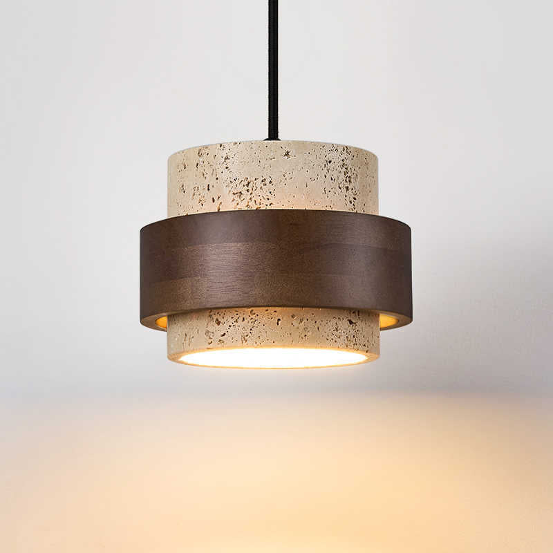 Geel Travertijn Japandi Minimalistische Hanglamp