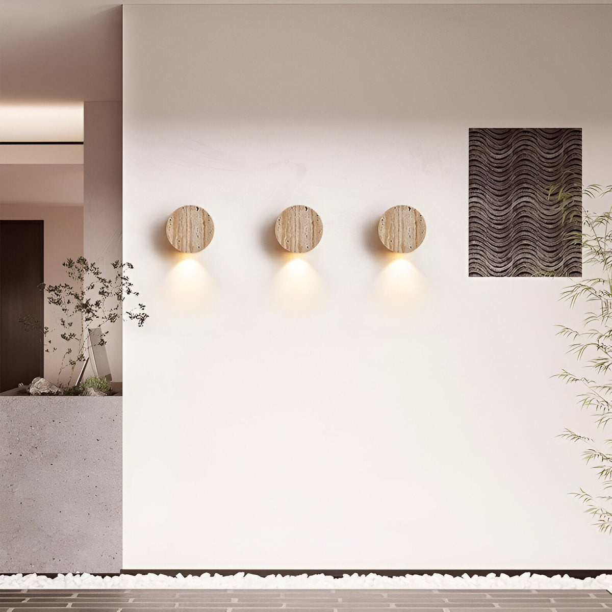 Japanse Wabi Sabi Natuurlijke Travertijn Steen Wandlamp