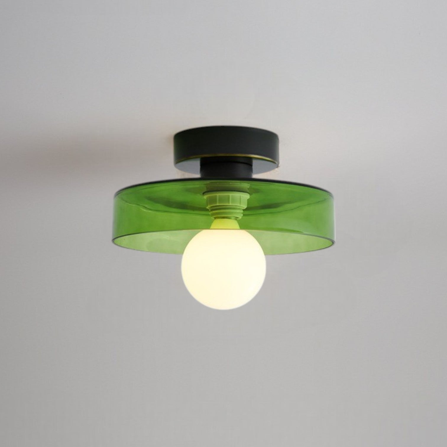 Bauhaus Glazen Plafondlamp met Ronde Kap