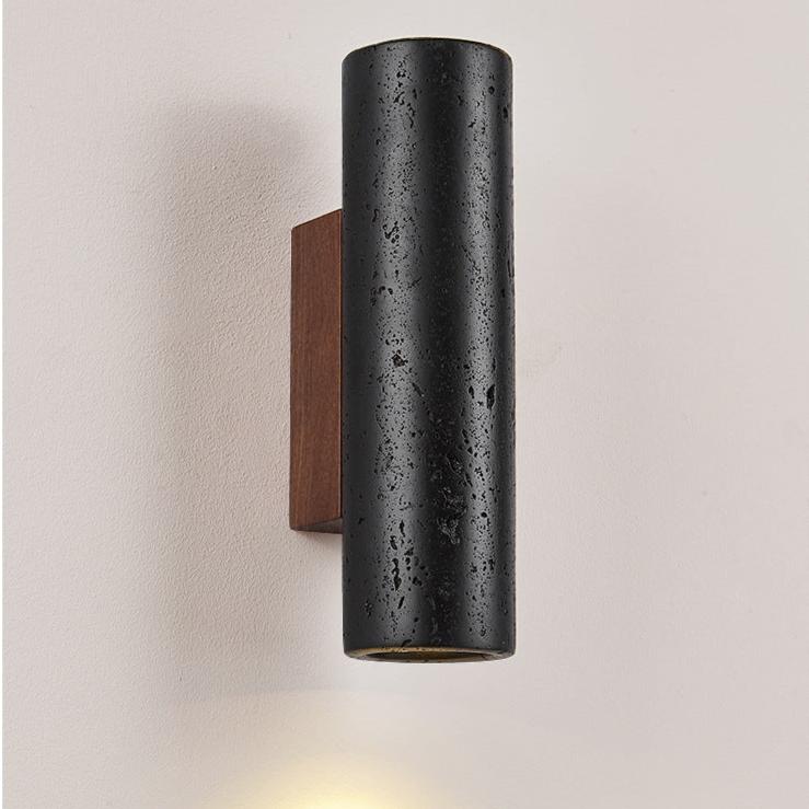 Minimalistische Zwarte Travertine Tube Wandlamp