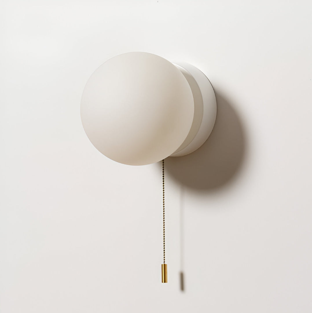 Noordse Minimalistische Glazen Bol Wandlamp LED 1-Licht met Trekkoord