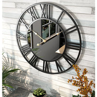 Metall Vintage Grote Maat Wandklok met Spiegel 39cm