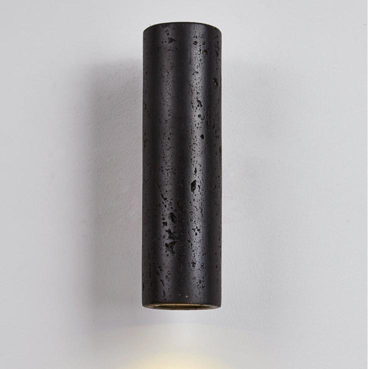 Minimalistische Zwarte Travertine Tube Wandlamp