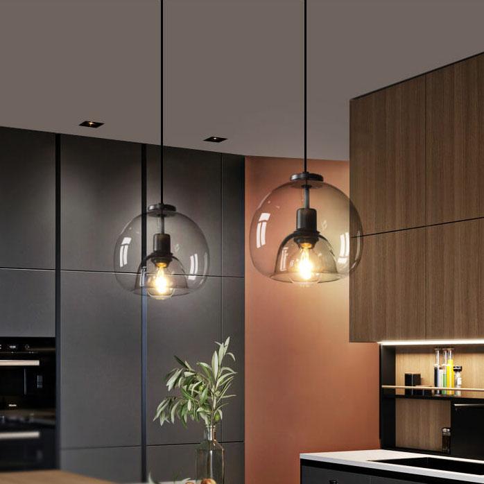 Minimalistische Rookglas Koepel Hanglamp 1-lamp